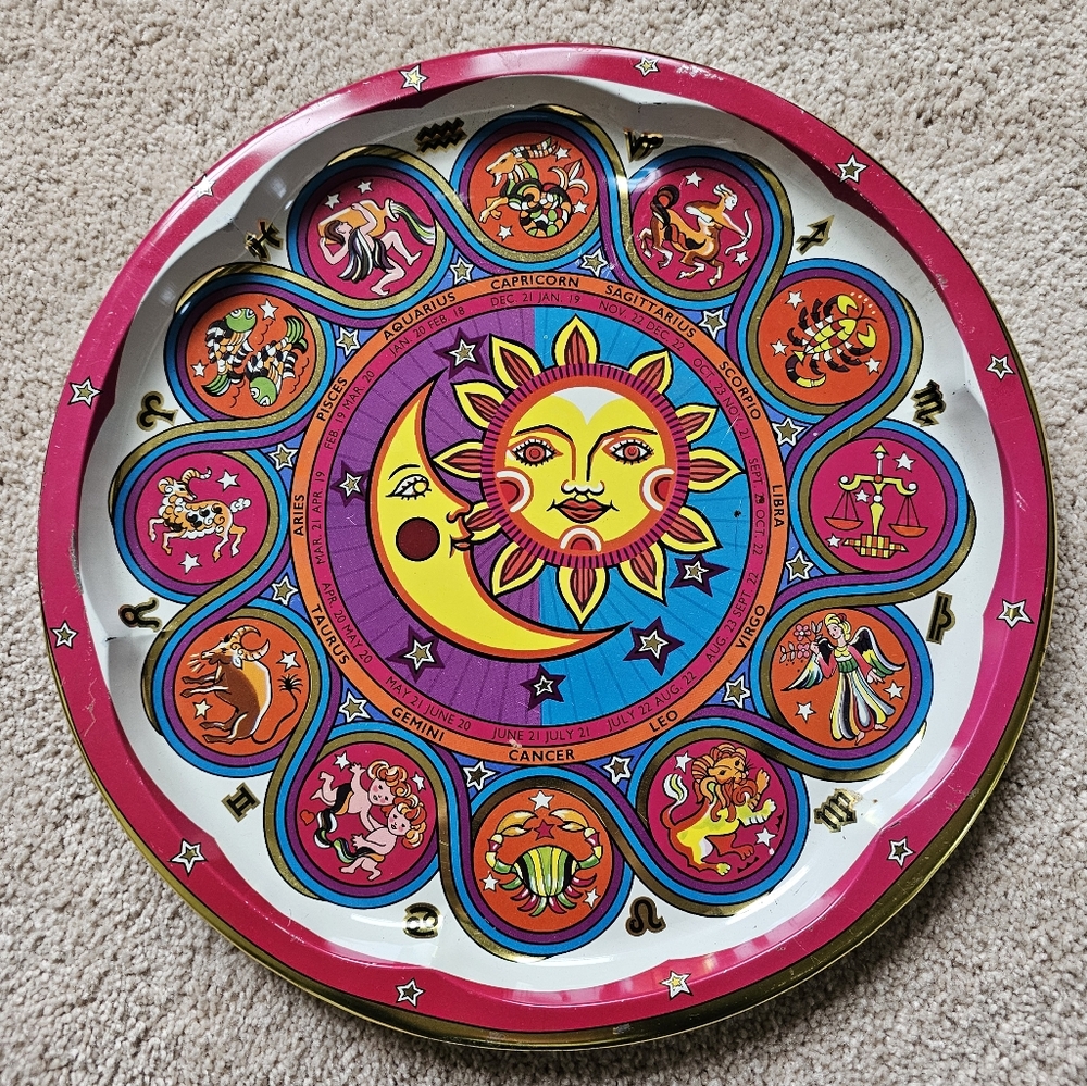 Vintage Zodiac Astrology Daher Tin Tray